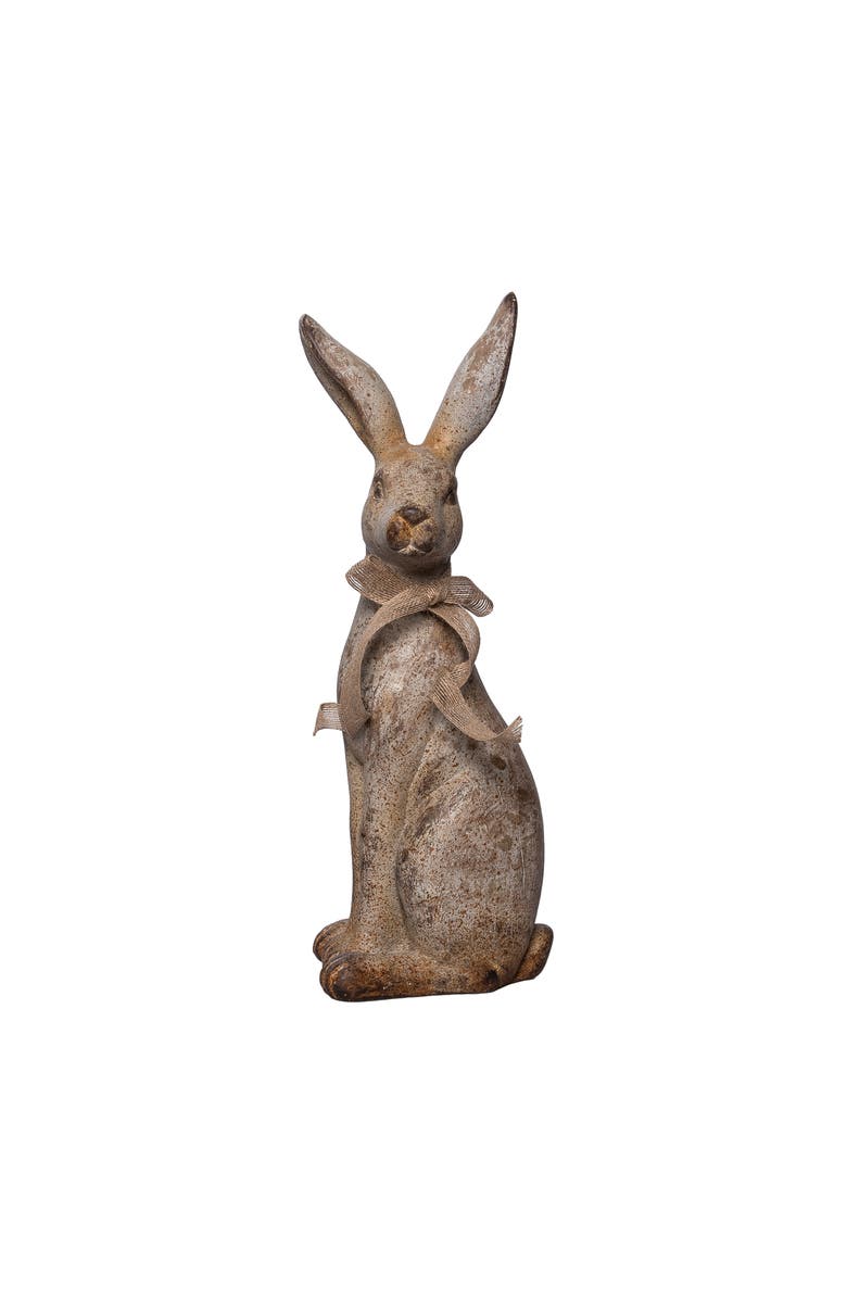 Transpac 18 Inch MGO Sitting Garden Bunny Resin Multicolored for Spring Home Decor, Main, color, Brown