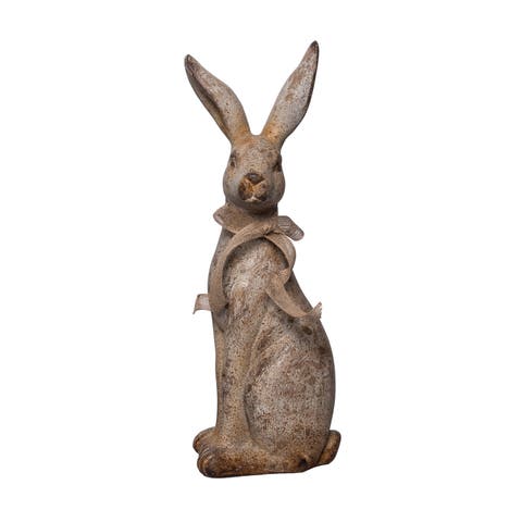 18 Inch MGO Sitting Garden Bunny Resin Multicolored for Spring Home Decor