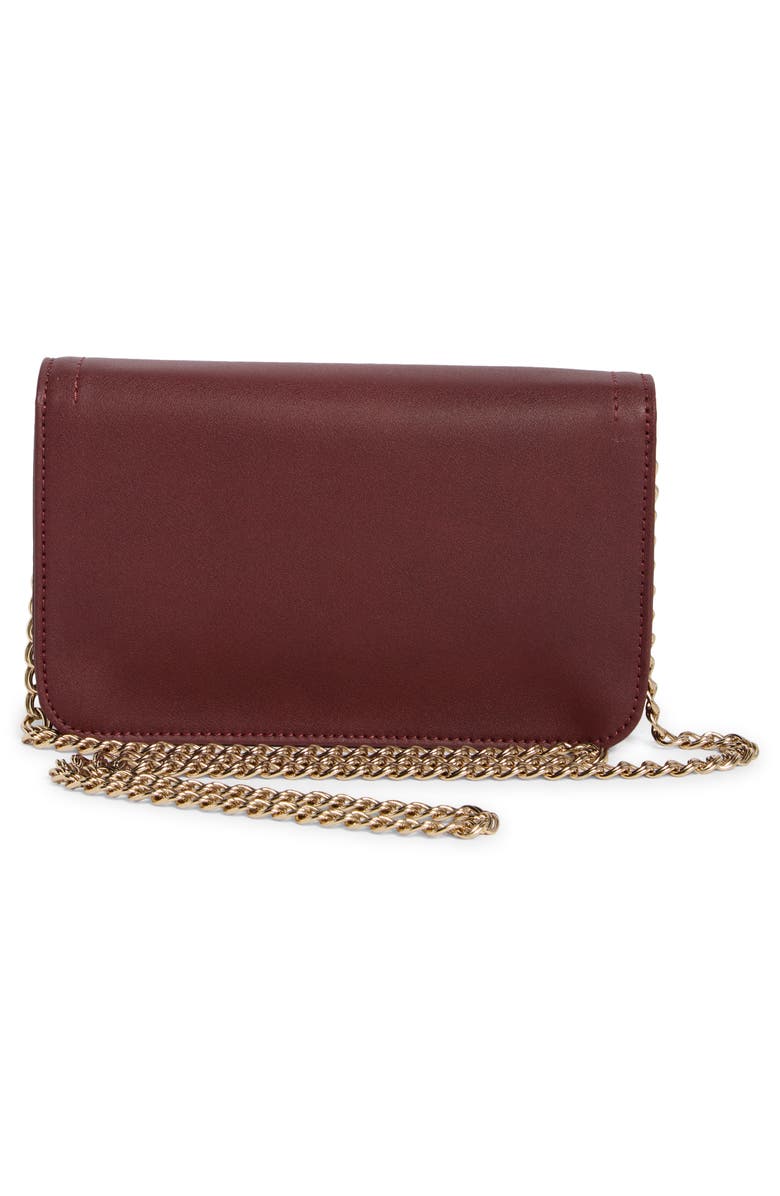 Longchamp Leather Wallet on a Chain, Alternate, color, Burgundy