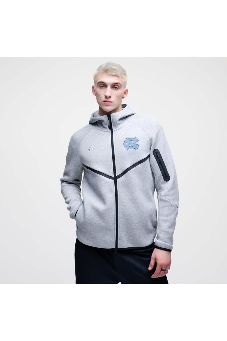 Men's Nike Heather Gray North Carolina Tar Heels Tech Fleece Full-Zip Windrunner Hoodie, Main, color, Heather Gray