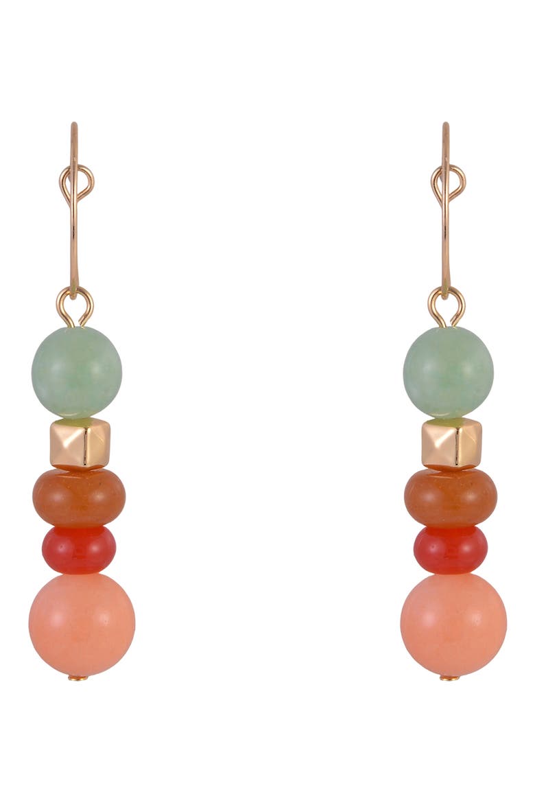 Aventurine Linear Drop Earrings, Alternate, color, GOLD MULTI