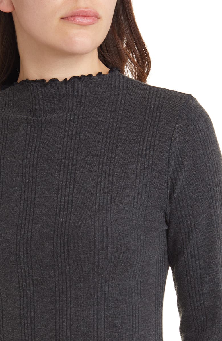 Treasure & Bond Lettuce Edge Long Sleeve Midi Dress, Alternate, color, 