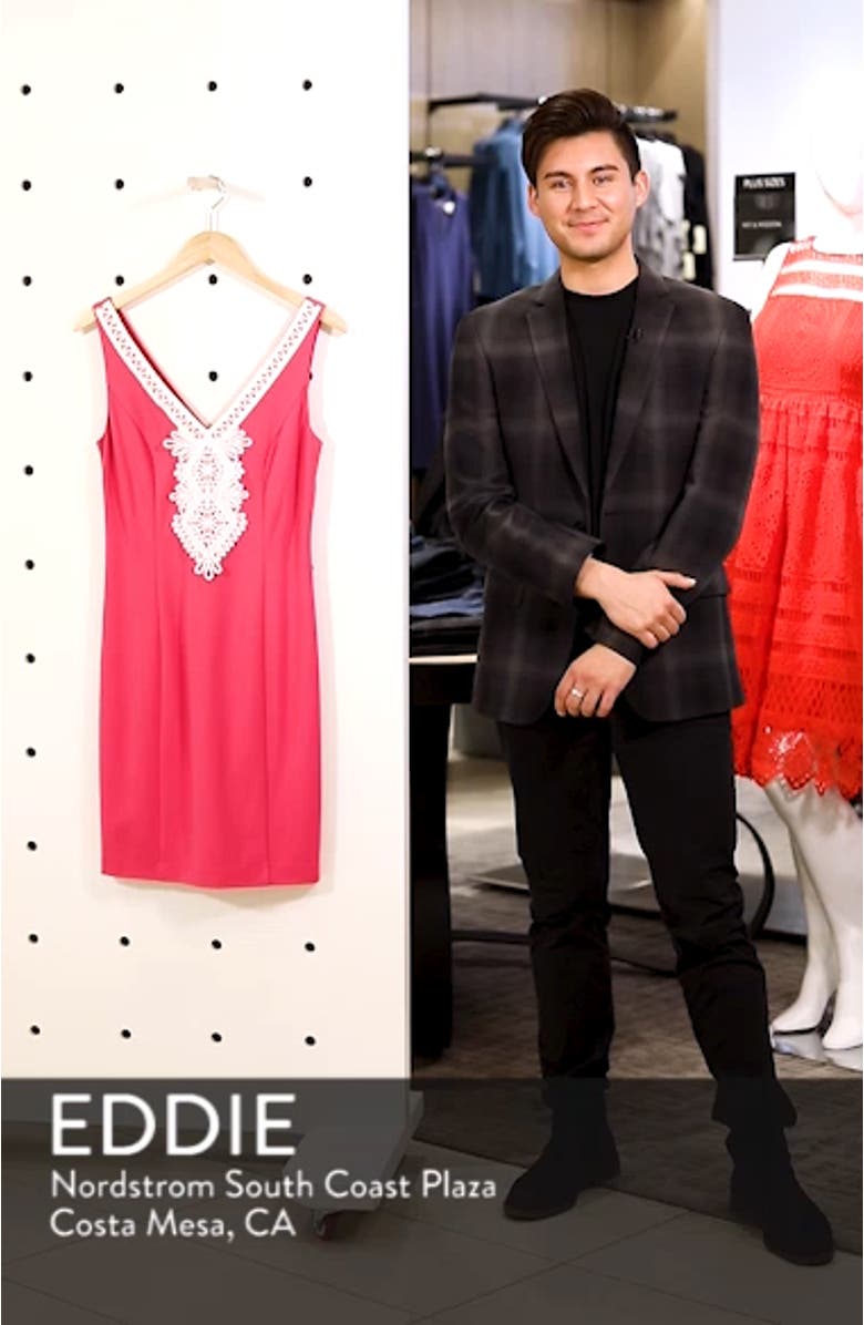 Embroidered V-Neck Shift Dress, sales video thumbnail