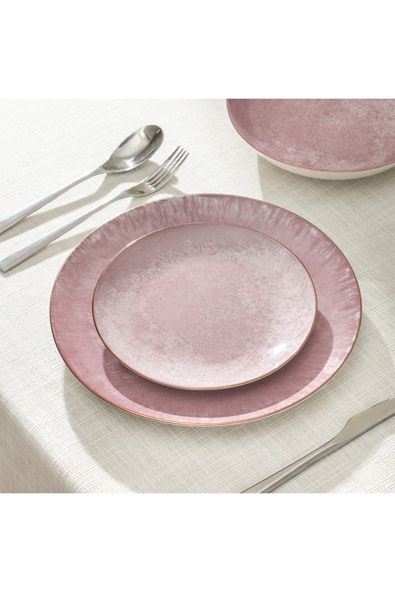 Onyx 24-Piece Dinnerware Set Porcelain, Service for 8, Alternate, color, Pink and Gold