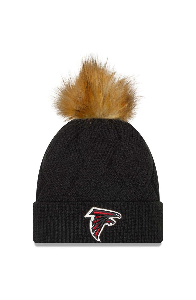 New Era Women's New Era Black Atlanta Falcons Snowy Cuffed Knit Hat with Pom, Main, color, Black