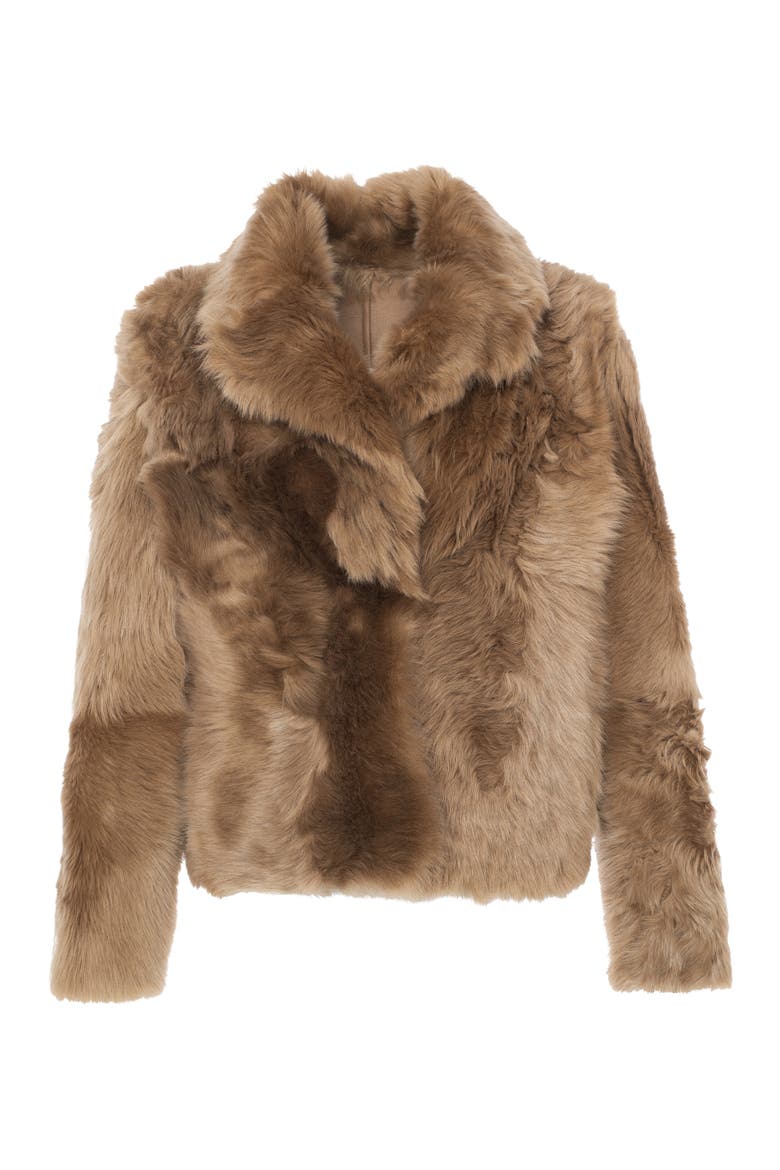 Genuine Shearling Reversible Jacket, Alternate, color, DARK CAMEL