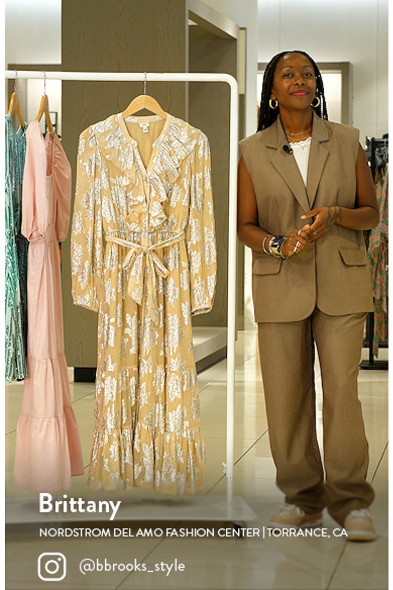 Ultimate Ruffle Metallic Floral Long Sleeve Dress video