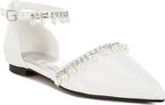 Rag & Co Aouva Rhinestone & Faux Pearl Almond Toe Flat