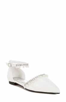Rag & Co Aouva Rhinestone & Faux Pearl Almond Toe Flat