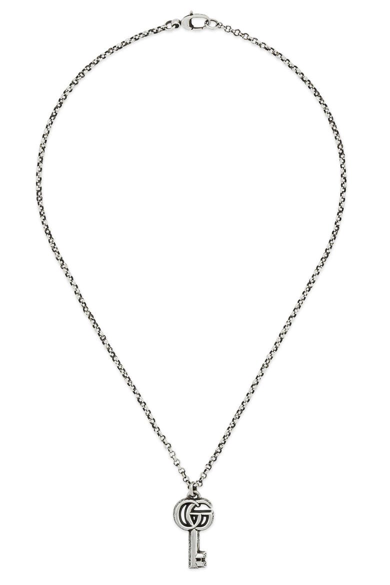 GG Silver Key Necklace, Main, color, SILVER