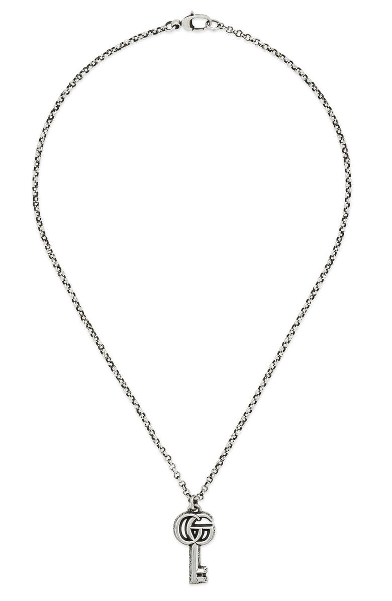 Gucci GG Silver Key Necklace, Main, color, Silver