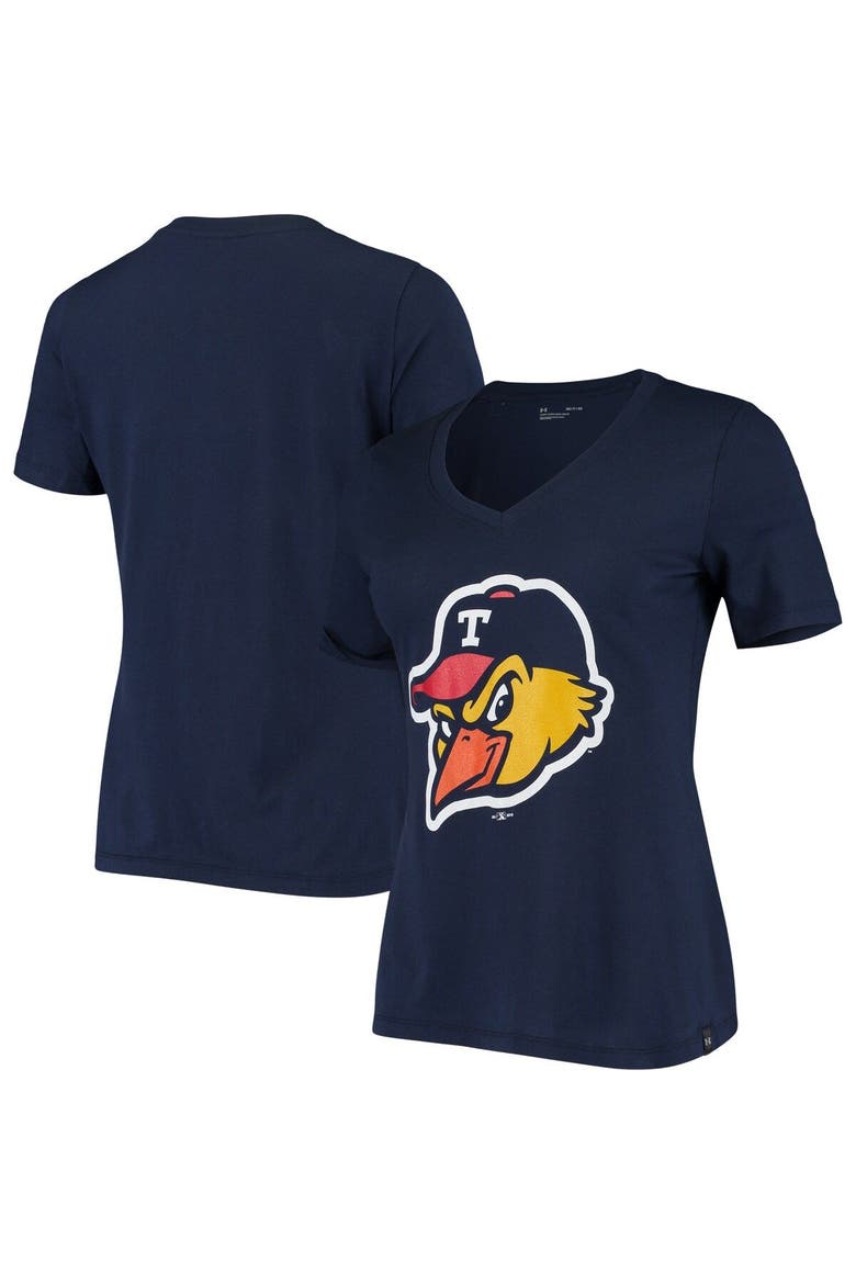 Women's Under Armour Navy Toledo Mud Hens Performance V-Neck T-Shirt, Main, color, Navy