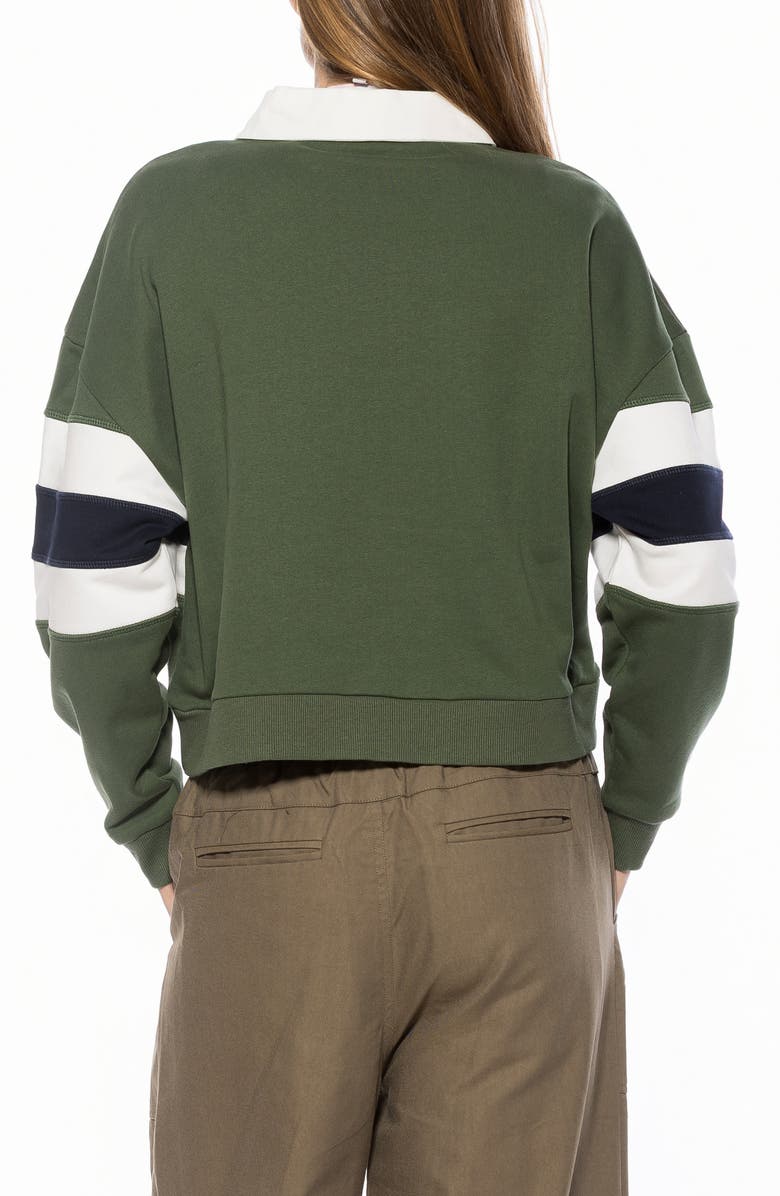 Alexia Admor Lucian Branded Rugby Polo Sweatshirt, Alternate, color, Sage Multi