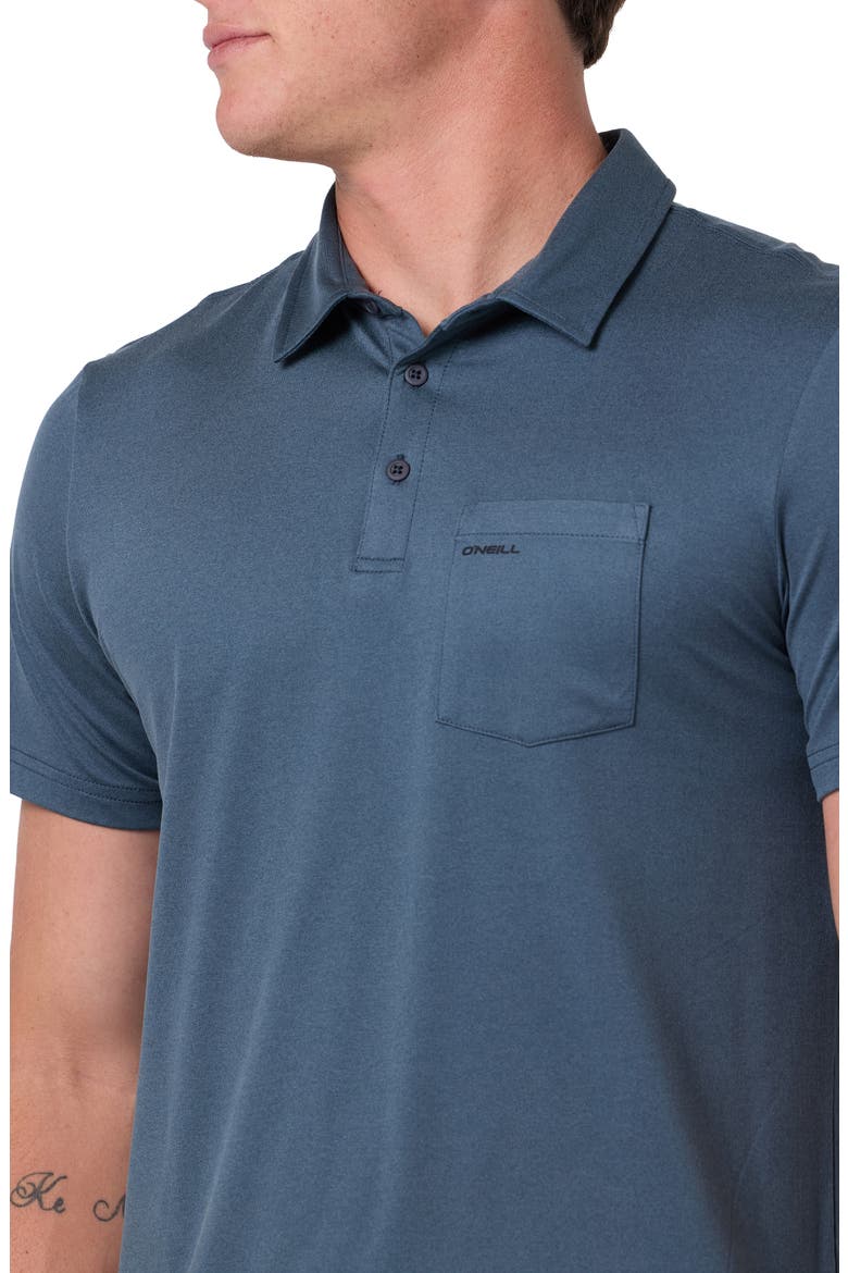 TRVLR UPF Performance Polo, Alternate, color, HEATHER DARK SLATE