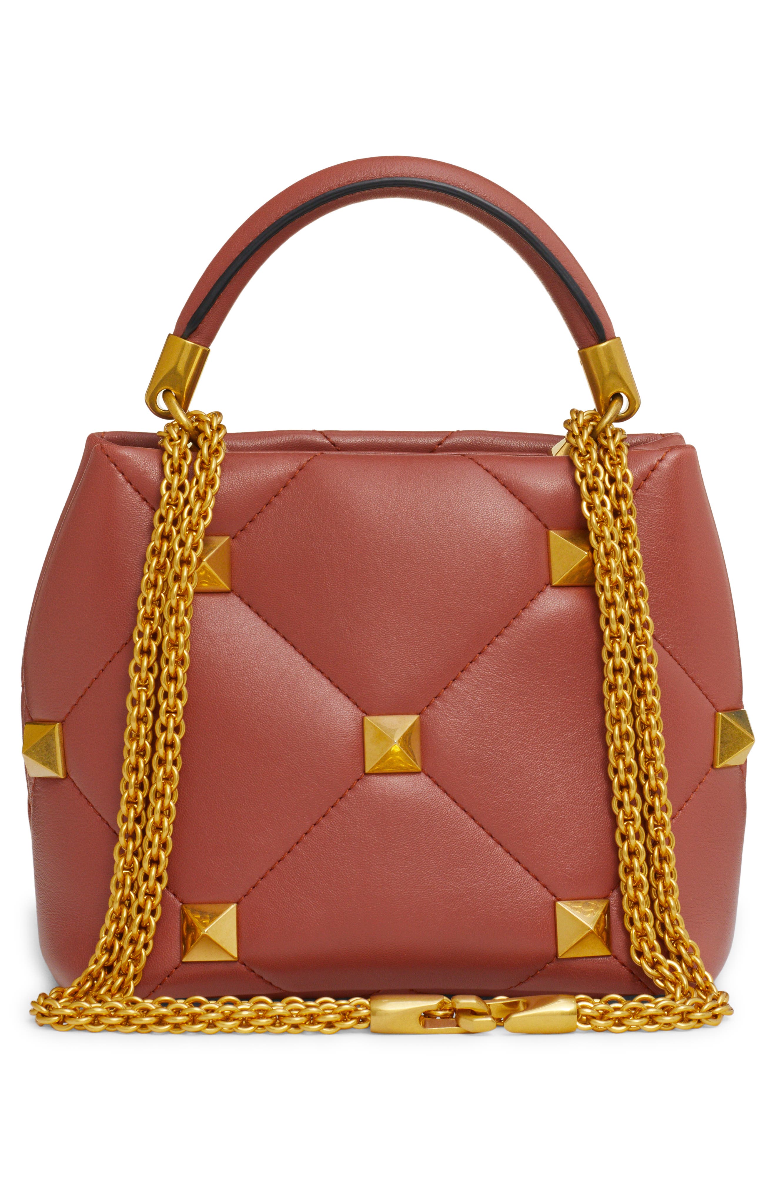 Valentino Garavani Roman Stud Quilted Leather Top Handle Bag, Alternate, color, 
