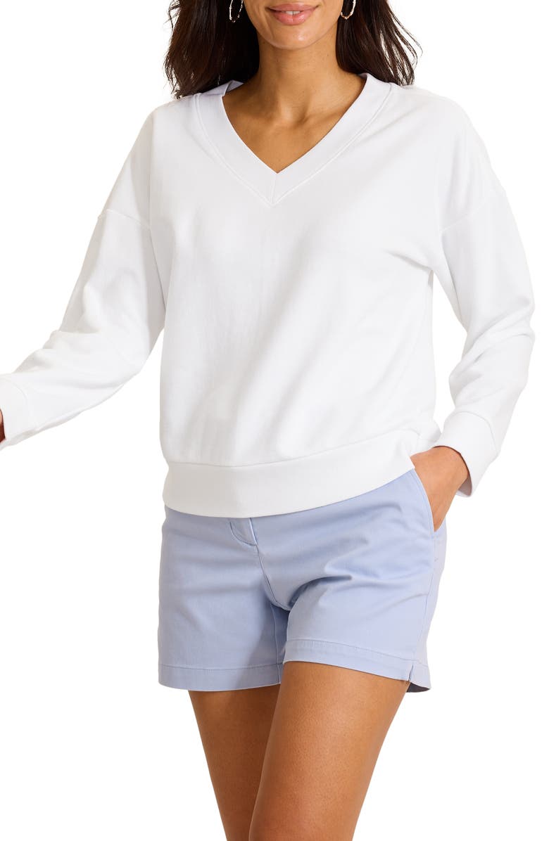 Tommy Bahama Marina del Mar Cotton V-Neck Sweatshirt, Main, color, White