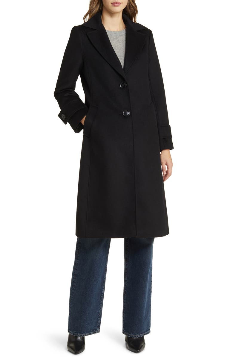 Sam Edelman Notch Collar Longline Wool Blend Coat, Main, color,