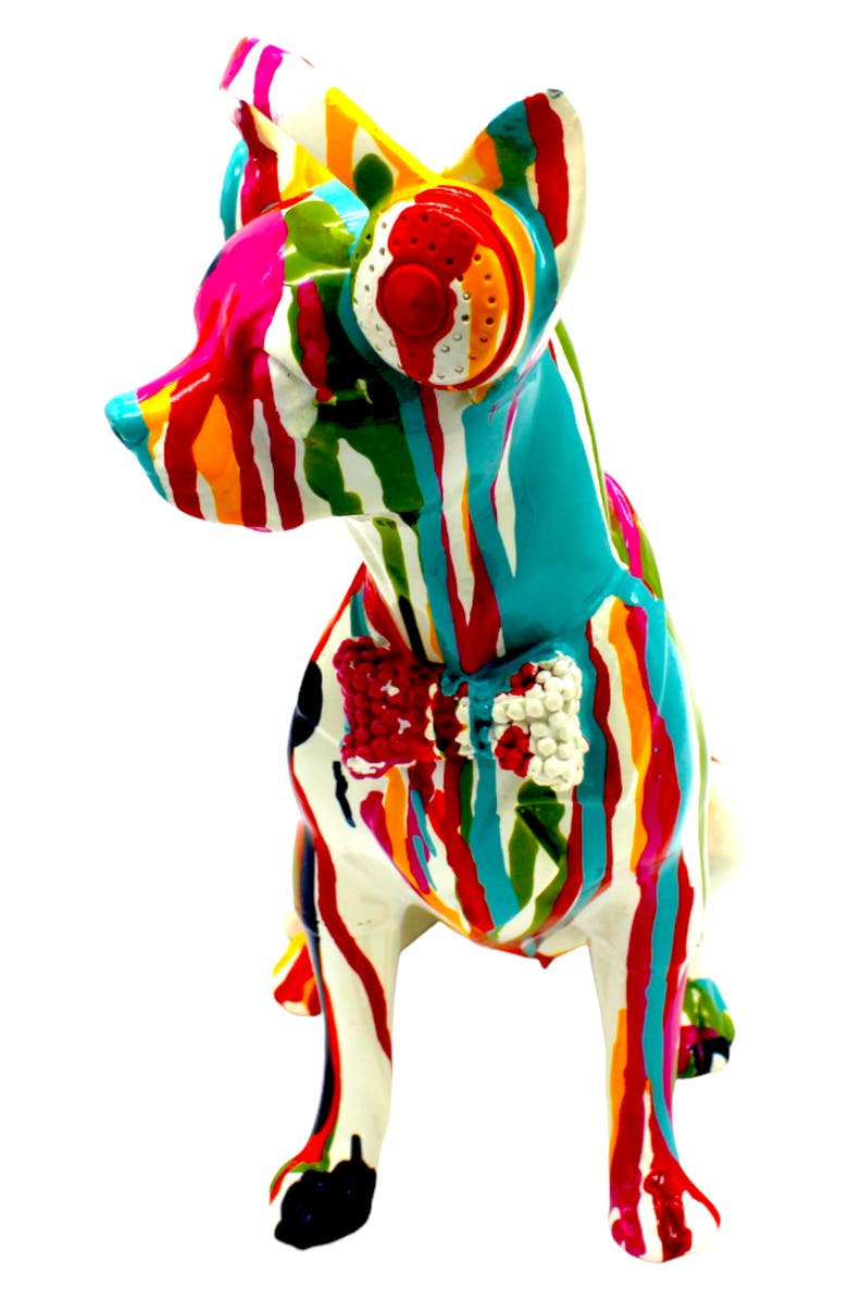INTERIOR ILLUSIONS Graffiti Headphone Chihuahua Statue, Alternate, color, Multi-Color