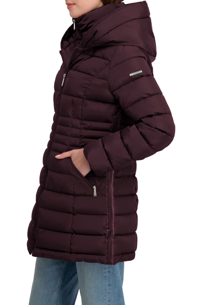 Laundry by Shelli Segal Quarter Bibbed Puffer Jacket, Alternate, color, Black Plum