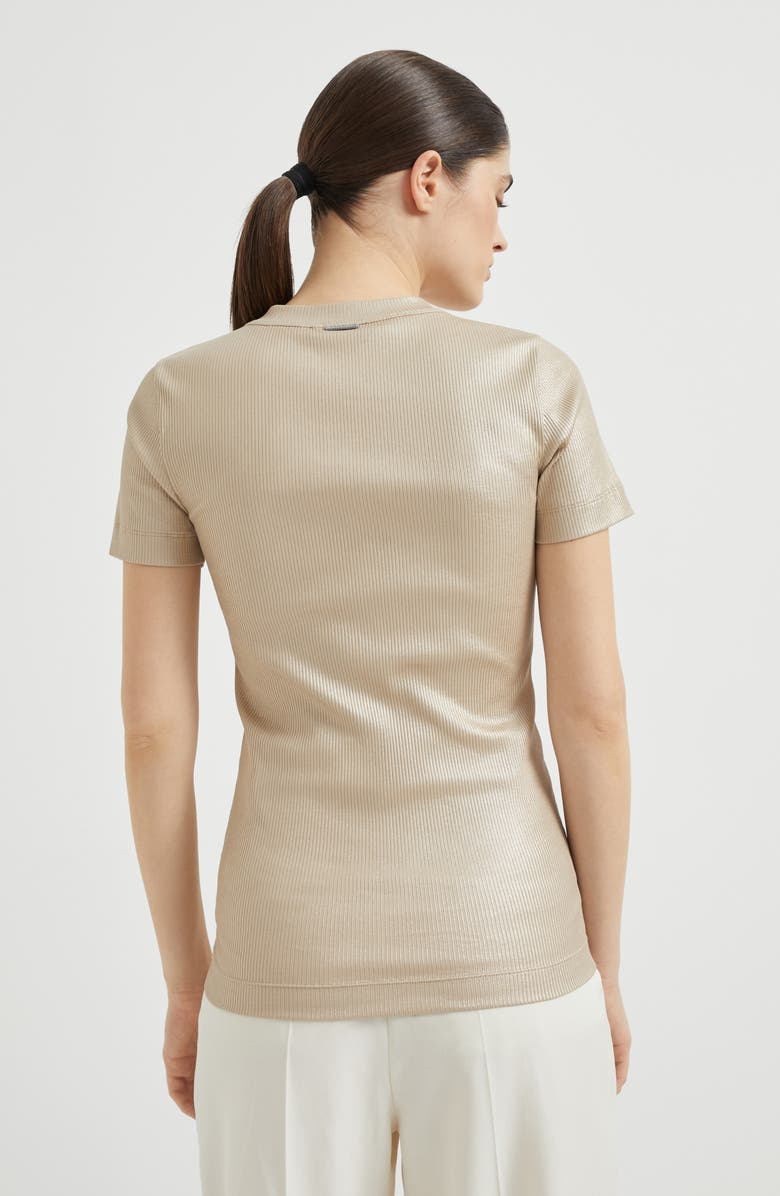 Brunello Cucinelli Sparkling jersey T-shirt, Alternate, color, Sand