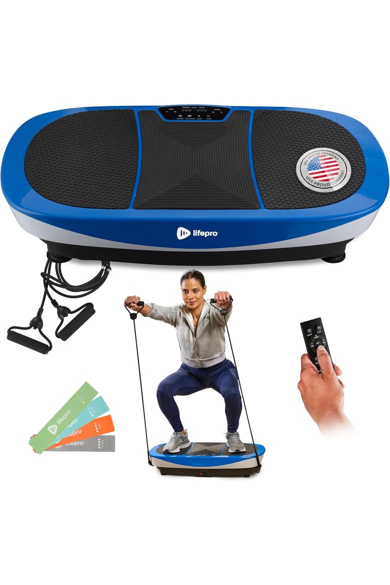 Rumblex Max 4D Vibration Plate Exercise Machine with Bands for Home Fitness and Recovery, Main, color, Blue