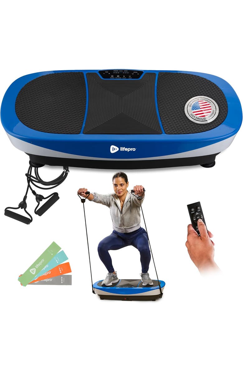 Lifepro Rumblex Max 4D Vibration Plate Exercise Machine with Bands for Home Fitness and Recovery, Main, color, Blue