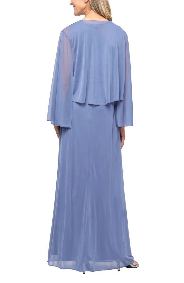 SL FASHIONS Sleeveless Surplice Neck Gown with Jacket, Alternate, color, Dusty Blue