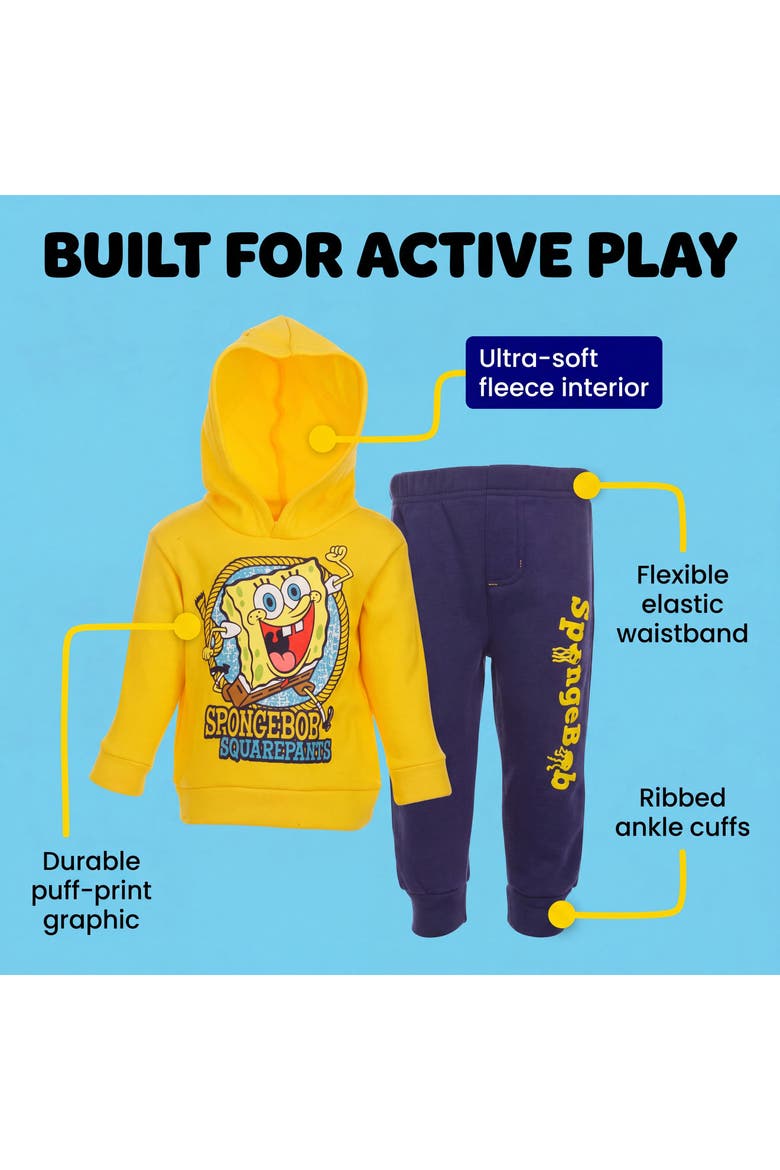 SpongeBob SquarePants Fleece 2-Piece Hoodie and Pants Set, Alternate, color, SpongeBob Yellow Navy