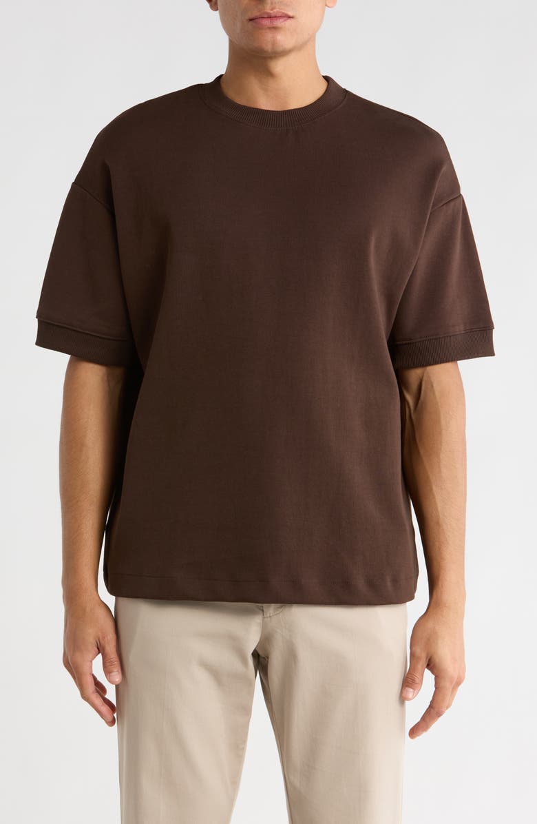 DENIM AND FLOWER Heavyweight Short Sleeve T-Shirt, Main, color, Brown