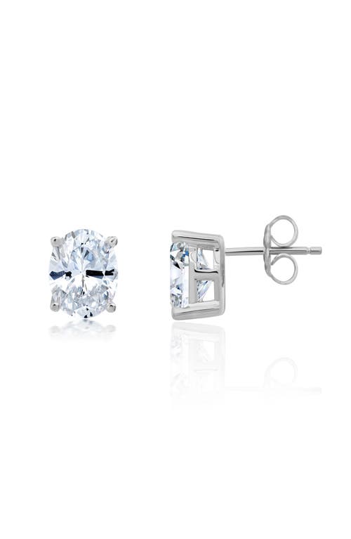 Crislu Oval Cut Cubic Zirconia Stud Earrings In Metallic