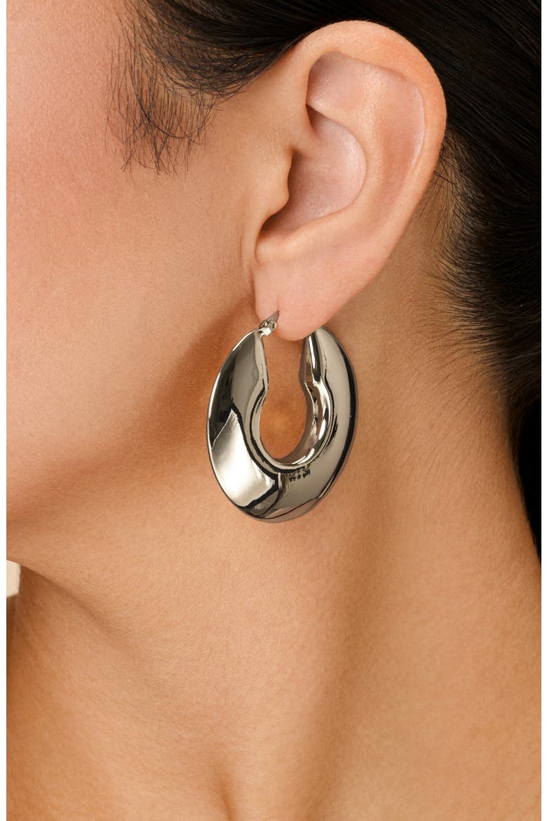Paige Flat Tube Hoop Earrings, Alternate, color, SILVER