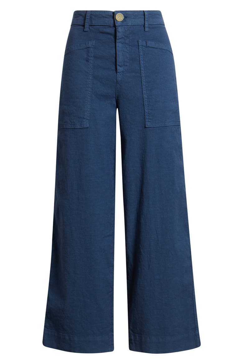 Stretch Cotton & Linen Crop Wide Leg Carpenter Pants, Alternate, color, SUMMER NAVY