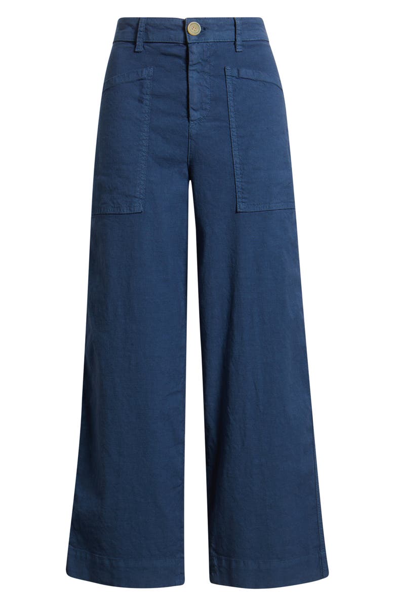 Frank & Eileen Stretch Cotton & Linen Crop Wide Leg Carpenter Pants, Alternate, color, Summer Navy