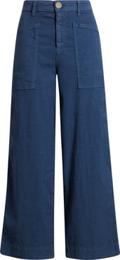 Frank & Eileen Stretch Cotton & Linen Crop Wide Leg Carpenter Pants