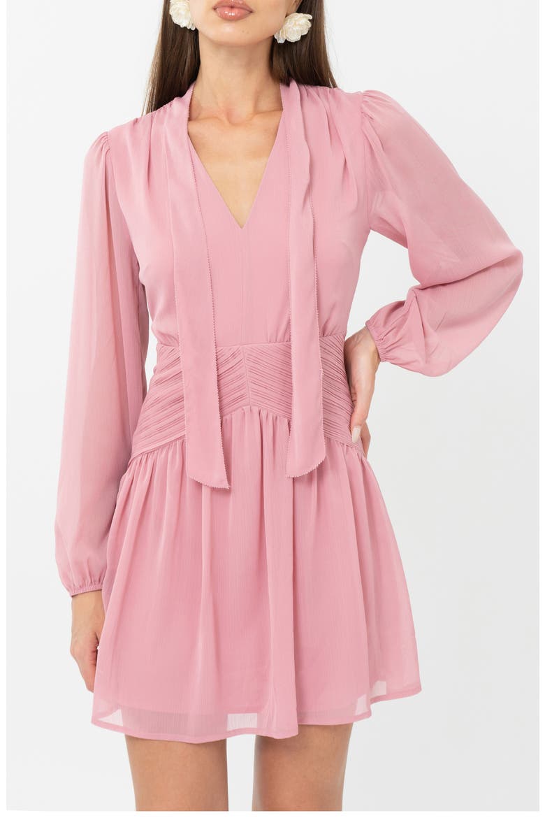 Betsy Neck Tie Minidress, Alternate, color, ROSE