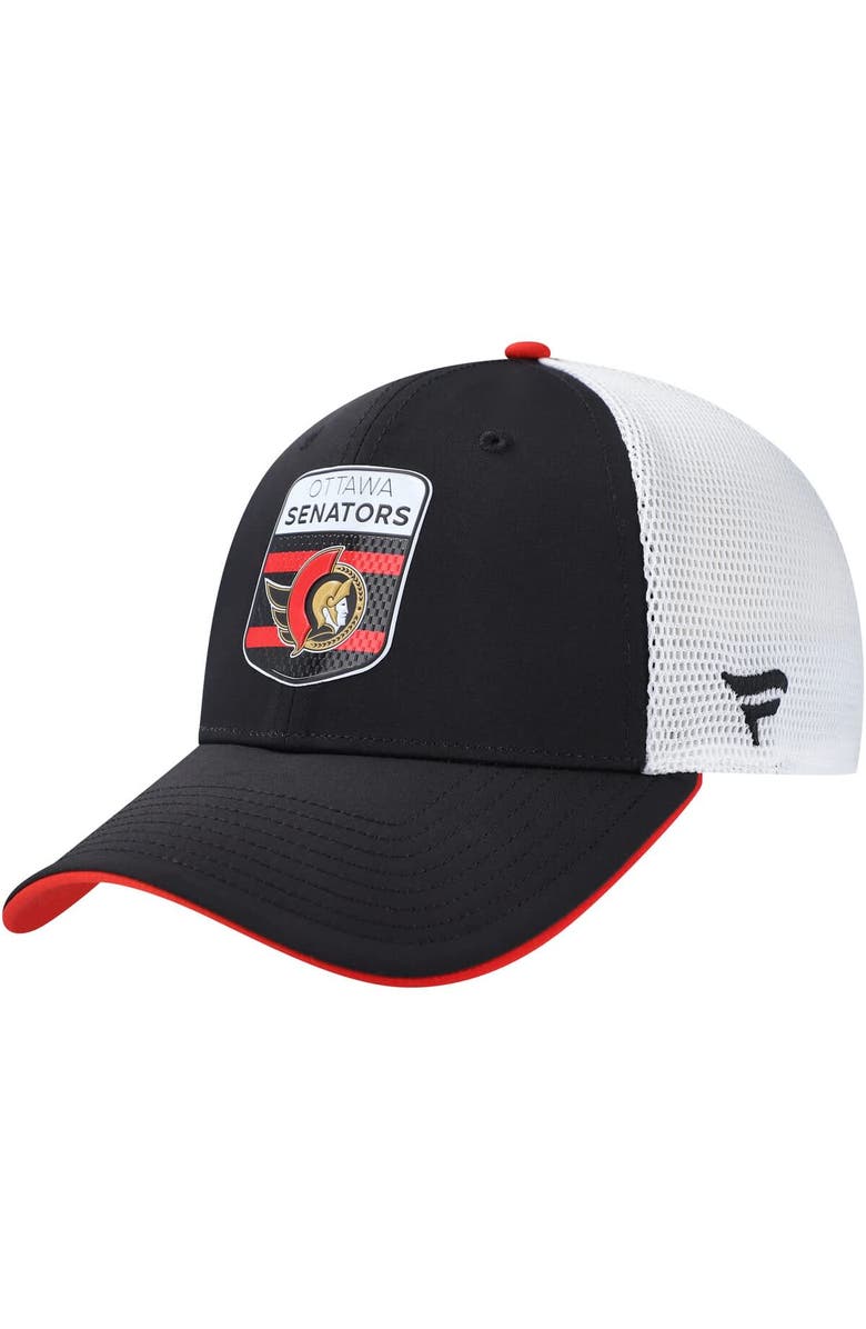 FANATICS Men's Fanatics Black/White Ottawa Senators Authentic Pro Draft Podium Trucker Adjustable Hat, Alternate, color, 