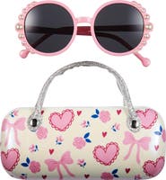 Capelli New York Kids' Round Sunglasses & Pretty Icons Case Set