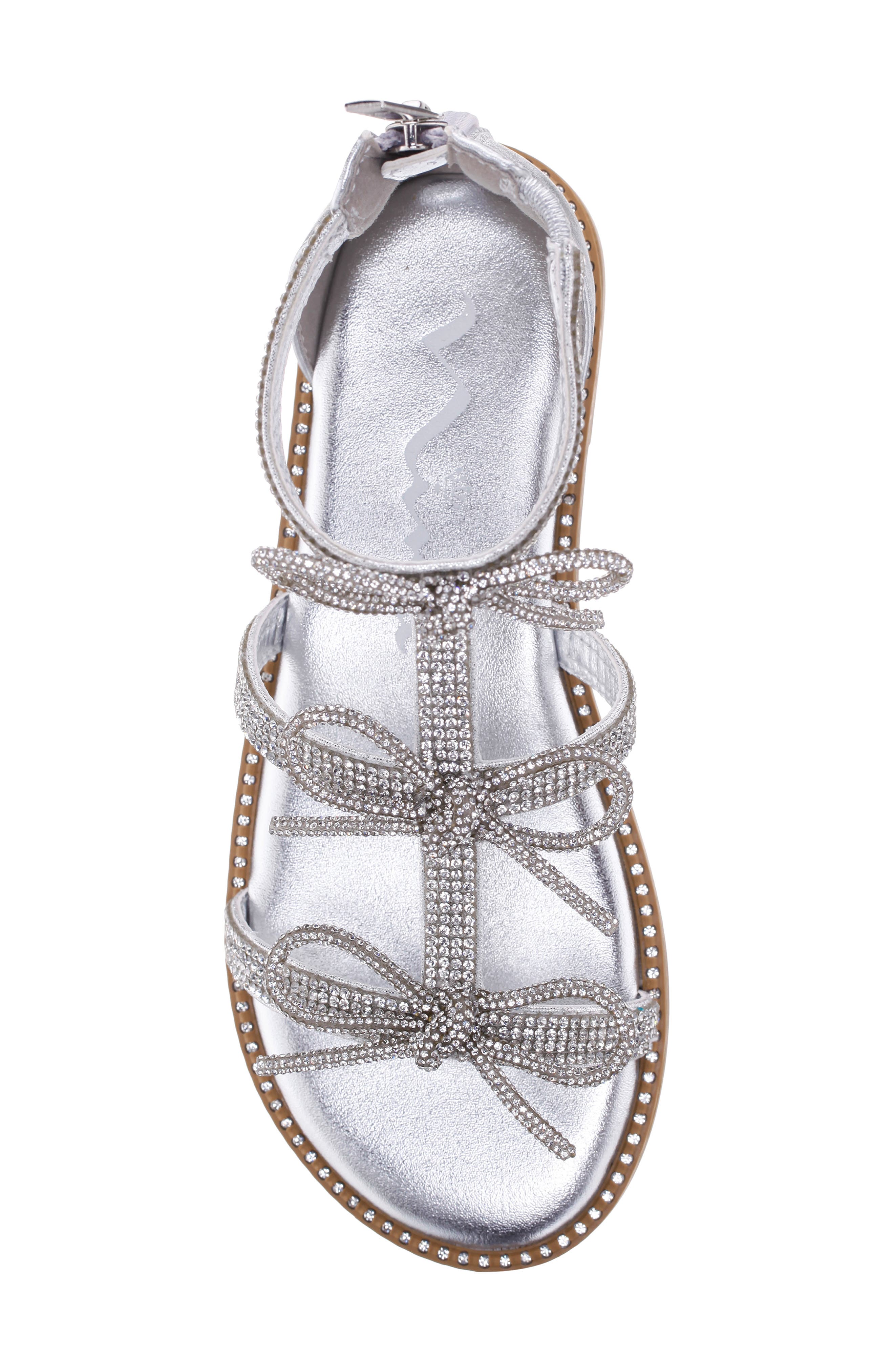 Nina Kids' Solace Sandal, Alternate, color, Silver Metallic/ Rhinestones