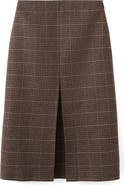 MANGO Check Pleat Front Midi Skirt