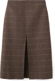 MANGO Check Pleat Front Midi Skirt