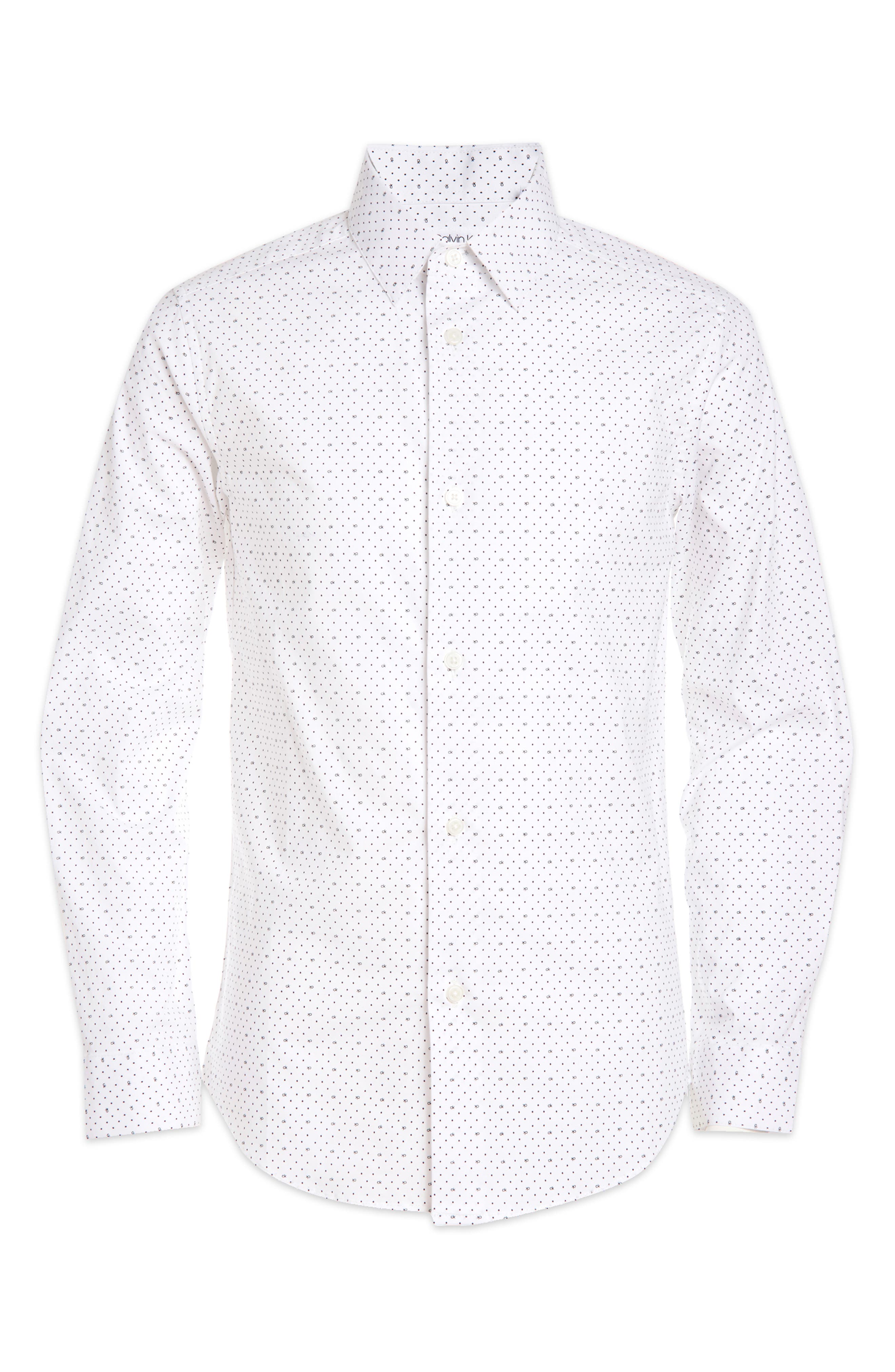Calvin Klein Dot Print Stretch Long Sleeve Shirt
