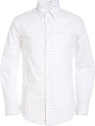 Calvin Klein Dot Print Stretch Long Sleeve Shirt