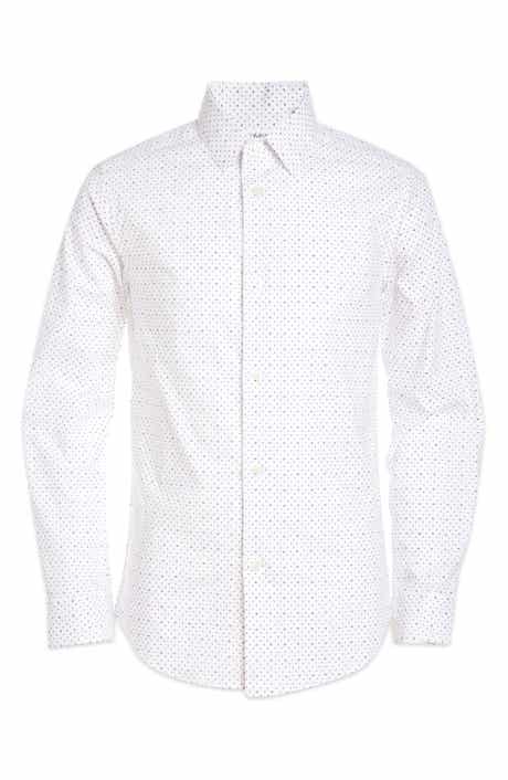 Calvin Klein Dot Print Stretch Long Sleeve Shirt