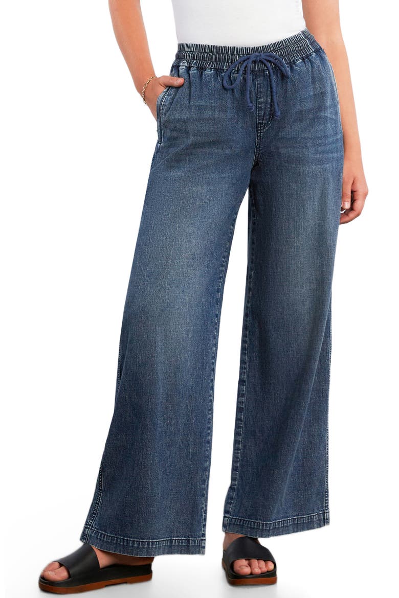 Drawstring Waist Wide Leg Jeans, Main, color, DIRTY BLUE