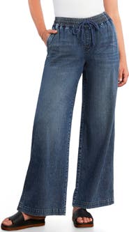 Wash Lab Denim Drawstring Waist Wide Leg Jeans