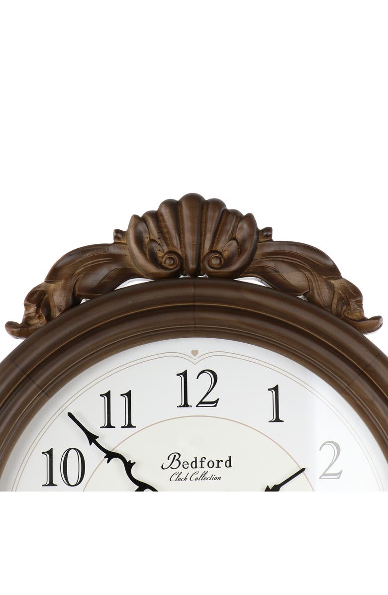 Bedford Clock Collection Chestnut Chiming Pendulum Wall Clock, Alternate, color, Chestnut