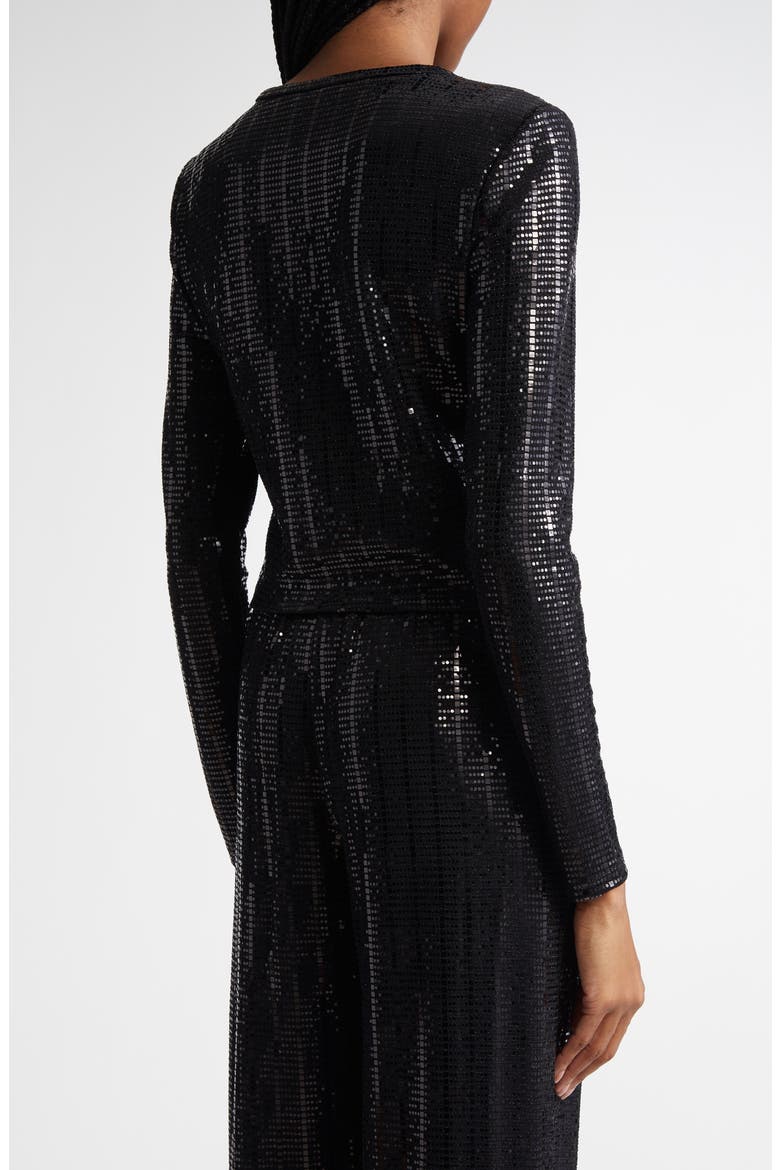 Delaina Sequin Embellished Crop Top, Alternate, color, BLACK