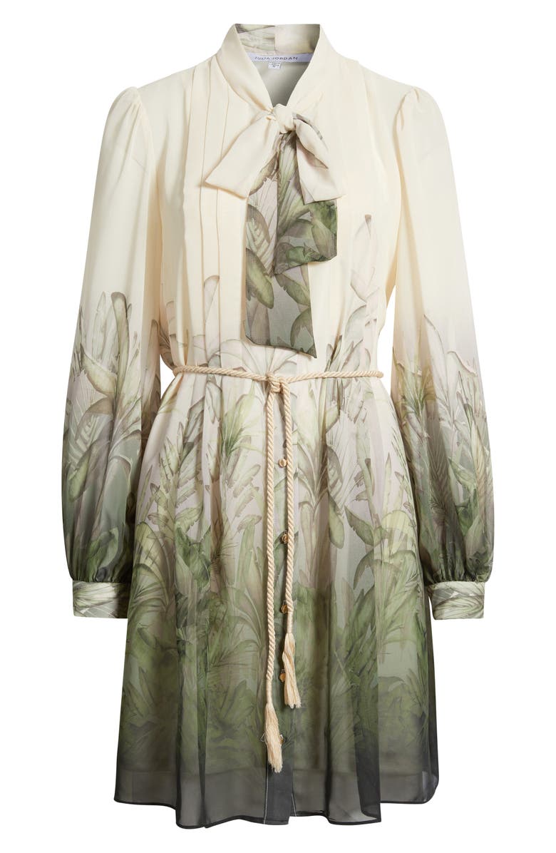 Julia Jordan Pleated Long Sleeve Shirtdress, Alternate, color, Ivory Multi