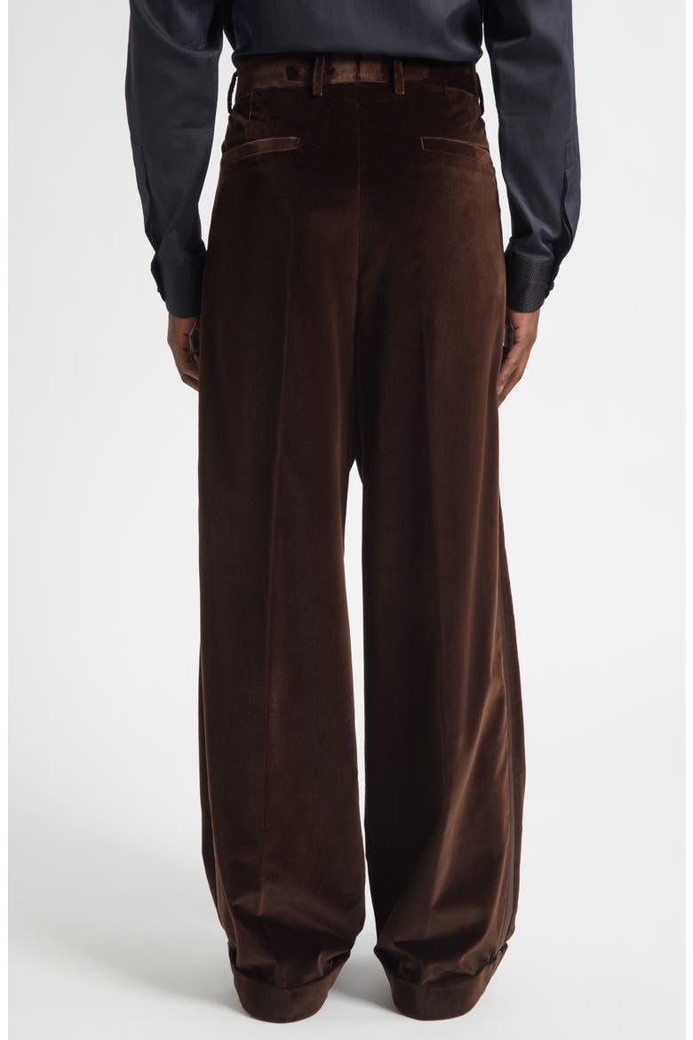 Satin Trim Velveteen Pants, Alternate, color, M0937 MARRONE-GRIGIO SCURI