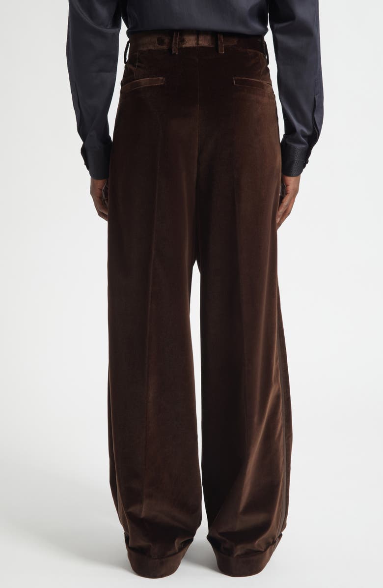 Dolce&Gabbana Satin Trim Velveteen Pants, Alternate, color, M0937 Marrone-Grigio Scuri